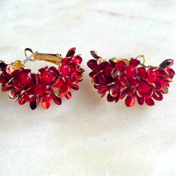 Lila Floral Hoops in Wine Red - Picture 2 of 6